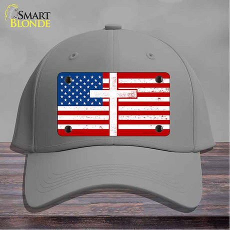 American Flag with Cross Novelty License Plate Hat HAT-MLP-14518