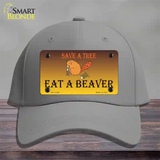 Save A Tree Eat a Beaver Novelty License Plate Hat Cotton / Gray