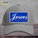 Jesus Blue Novelty License Plate Hat Cotton / Gray