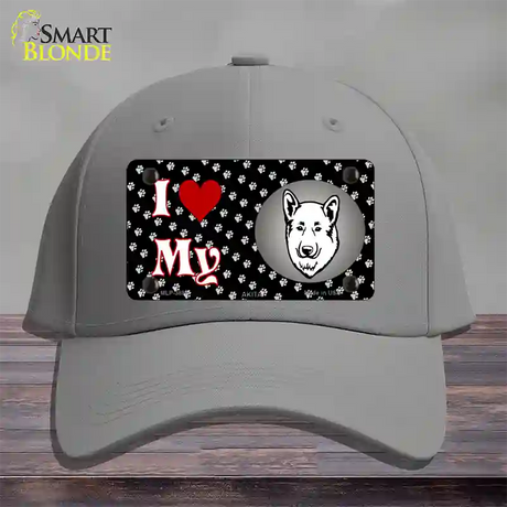 I Love My Akita Novelty License Plate Hat Cotton / Gray