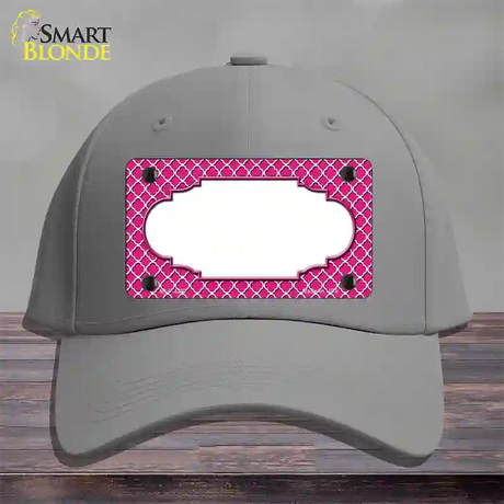 Pink White Quatrefoil Center Scallop Novelty License Plate Hat Cotton / Gray