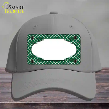 Green White Quatrefoil Center Scallop Novelty License Plate Hat Cotton / Gray
