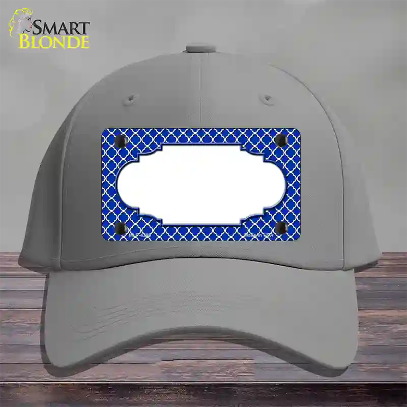 Blue White Quatrefoil Center Scallop Novelty License Plate Hat Cotton / Gray