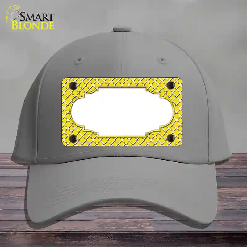 Yellow White Quatrefoil Center Scallop Novelty License Plate Hat Cotton / Gray