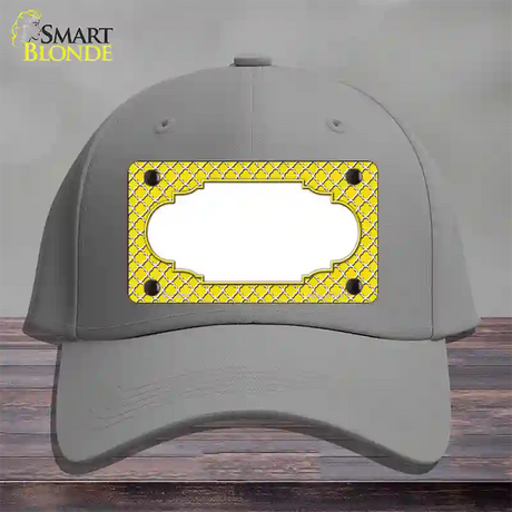 Yellow White Quatrefoil Center Scallop Novelty License Plate Hat Cotton / Gray