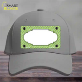 Lime Green White Quatrefoil Center Scallop Novelty License Plate Hat Cotton / Gray