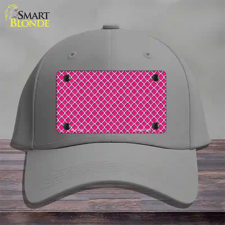 Pink White Quatrefoil Novelty License Plate Hat Cotton / Gray