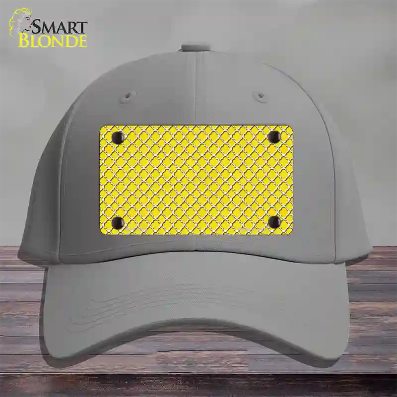 Yellow White Quatrefoil Novelty License Plate Hat Cotton / Gray