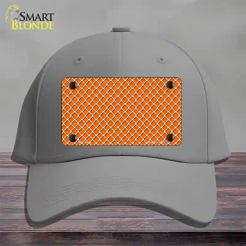 Orange White Quatrefoil Novelty License Plate Hat Cotton / Gray