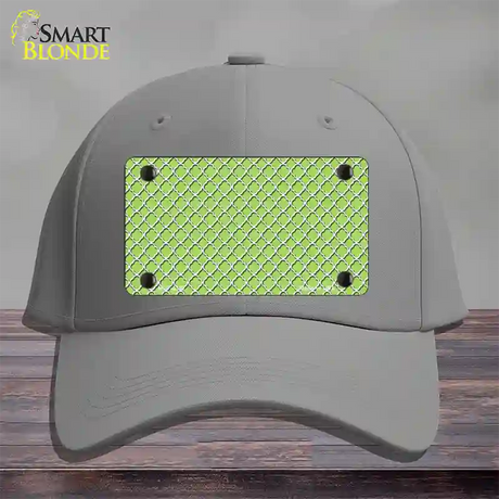 Lime Green White Quatrefoil Novelty License Plate Hat Cotton / Gray