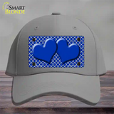 Blue White Quatrefoil Blue Center Hearts Novelty License Plate Hat Cotton / Gray