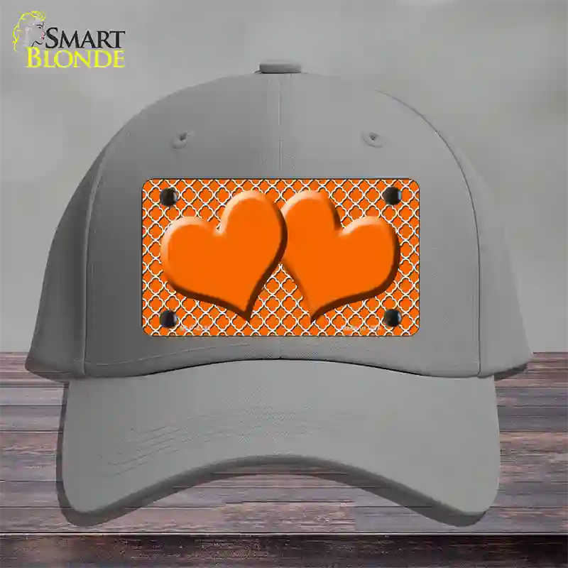 Orange White Quatrefoil Orange Center Hearts Novelty License Plate Hat Cotton / Gray