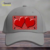 Red White Quatrefoil Red Center Hearts Novelty License Plate Hat Cotton / Gray