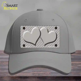 Grey White Quatrefoil Grey Center Hearts Novelty License Plate Hat Cotton / Gray