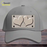 Tan White Quatrefoil Tan Center Hearts Novelty License Plate Hat Cotton / Gray