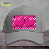 Pink White Polka Dot Center Hearts Novelty License Plate Hat Cotton / Gray