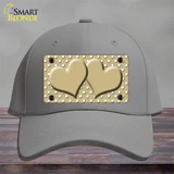 Gold White Polka Dot Center Hearts Novelty License Plate Hat Cotton / Gray
