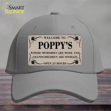 Welcome To Poppys Novelty License Plate Hat Cotton / Gray