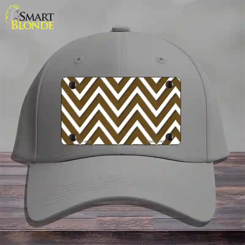 Brown White Large Chevron Novelty License Plate Hat Cotton / Gray