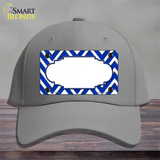Blue White Large Chevron Center Scallop Novelty License Plate Hat Cotton / Gray