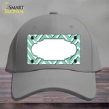Mint White Large Chevron Center Scallop Novelty License Plate Hat Cotton / Gray