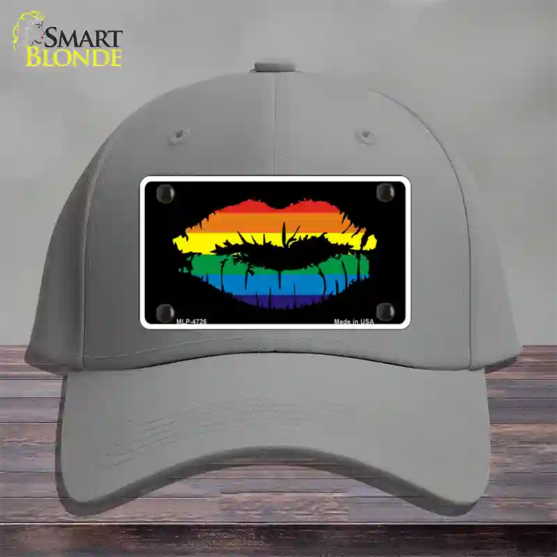 Lips Novelty License Plate Hat Cotton Gray