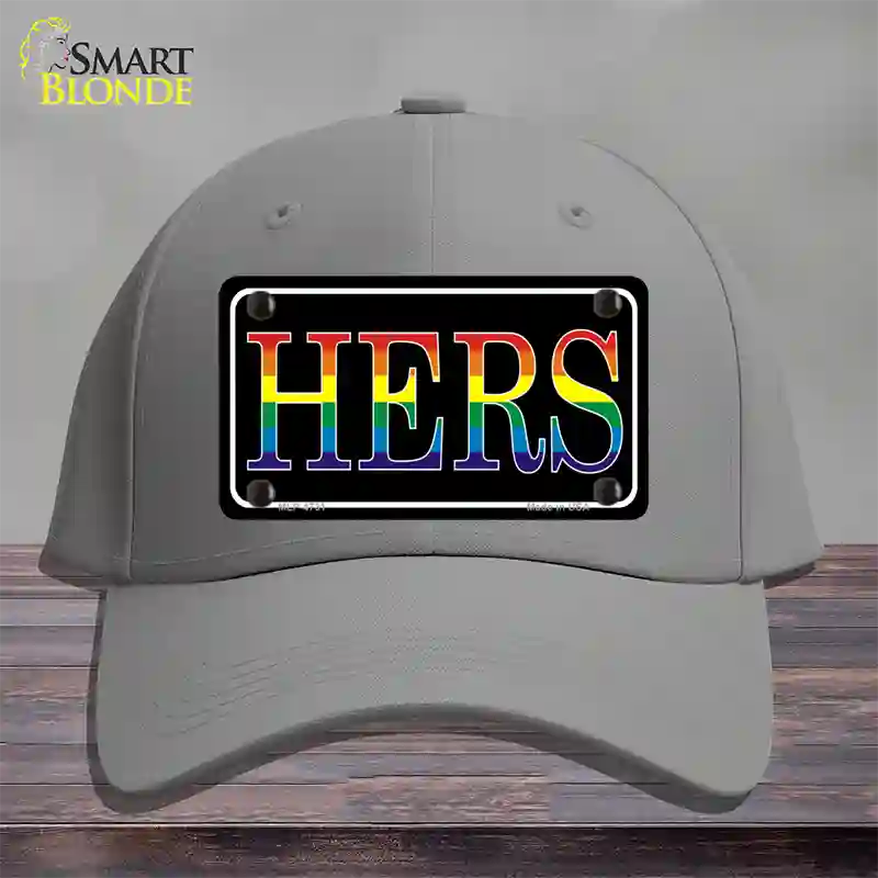 Hers Rainbow Novelty License Plate Hat Cotton Gray