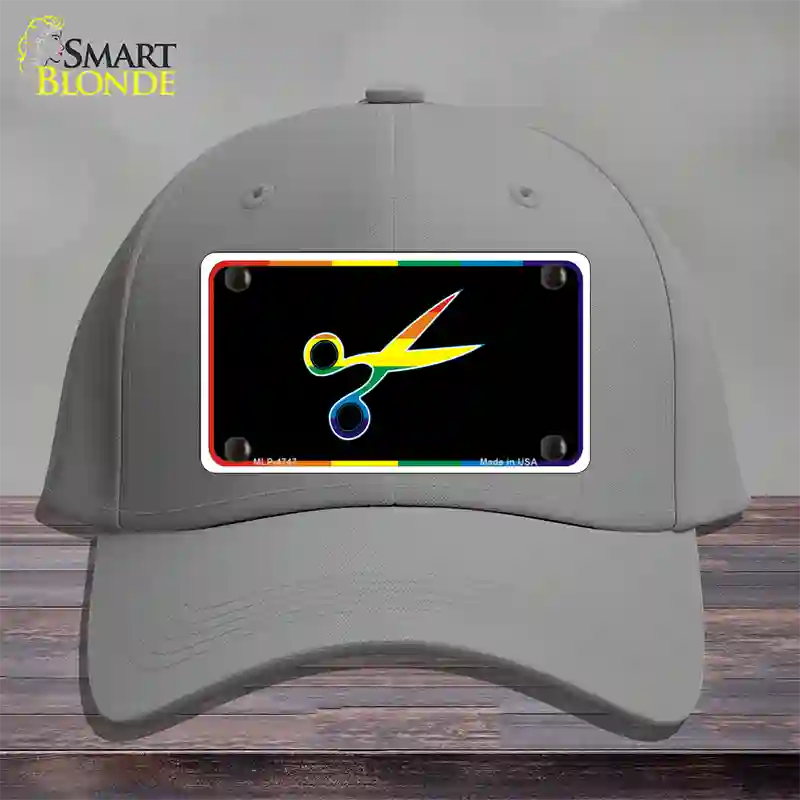 Scissors Novelty License Plate Hat Cotton Gray