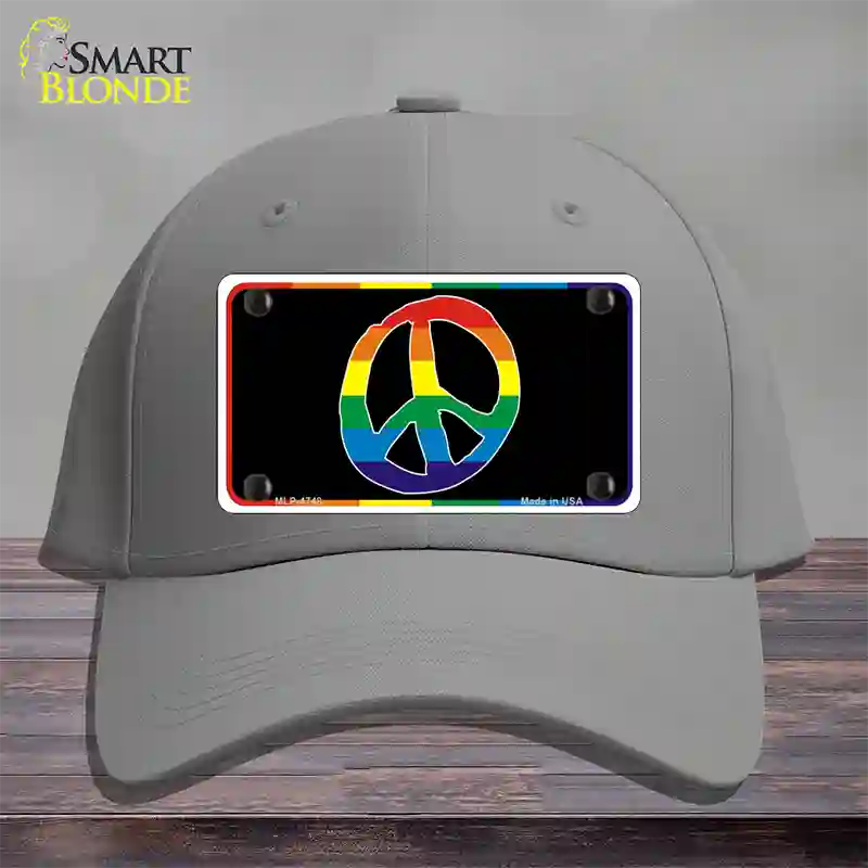Peace Sign Novelty License Plate Hat Cotton Gray