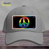 Peace Sign Novelty License Plate Hat Cotton Gray