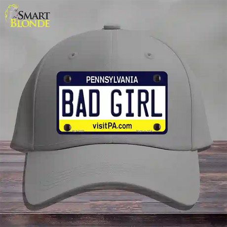 Bad Girl Pennsylvania State Novelty License Plate Hat Cotton / Gray