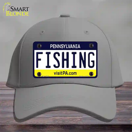 Fishing Pennsylvania State Novelty License Plate Hat Cotton / Gray