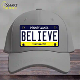 Believe Pennsylvania State Novelty License Plate Hat Cotton / Gray