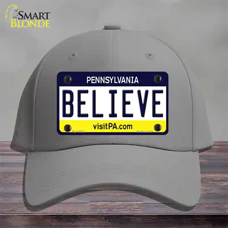 Believe Pennsylvania State Novelty License Plate Hat Cotton / Gray