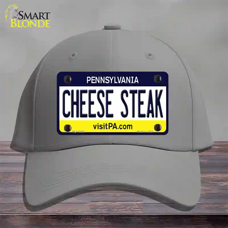 Cheese Steak Pennsylvania State Novelty License Plate Hat Cotton / Gray