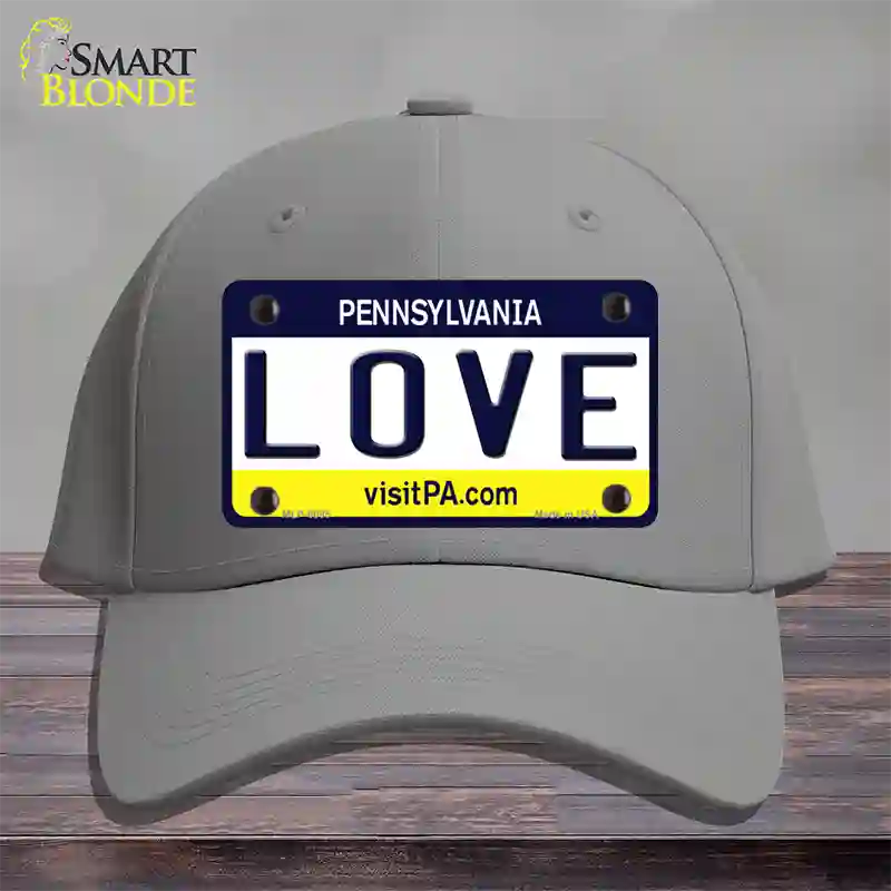 Love Pennsylvania State Novelty License Plate Hat Cotton / Gray