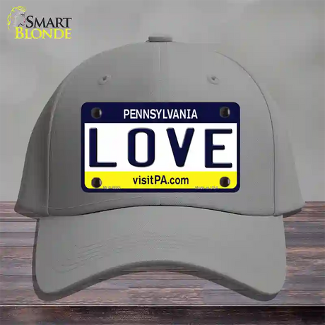 Love Pennsylvania State Novelty License Plate Hat Cotton / Gray