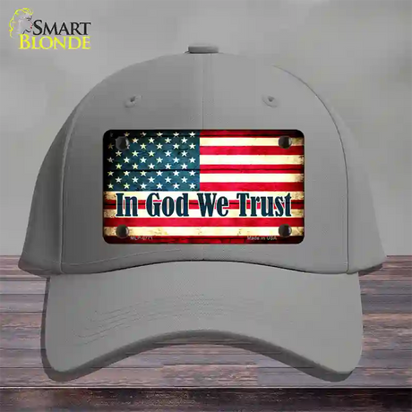 In God We Trust American Flag Novelty License Plate Hat Cotton / Gray
