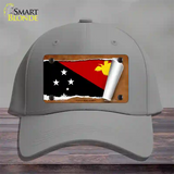 Papua New Guinea Flag Scroll Novelty License Plate Hat Cotton / Gray