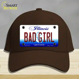 Bad Girl Illinois Novelty License Plate Hat Cotton / Dark Brown