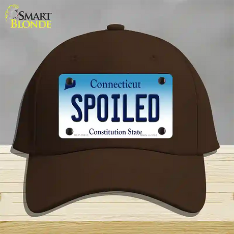 Spoiled Connecticut Novelty License Plate Hat Cotton / Dark Brown