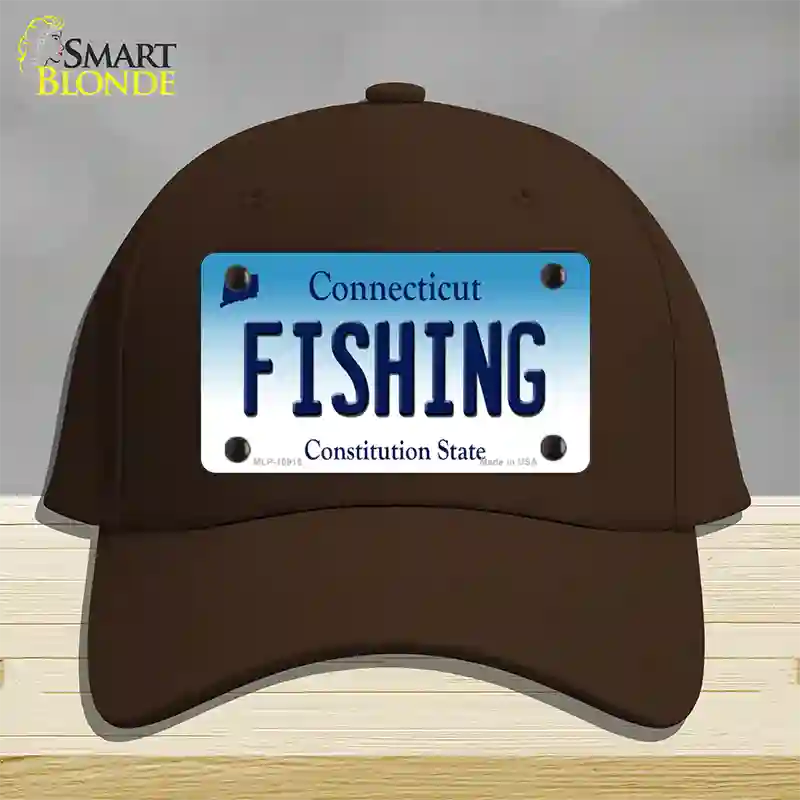 Fishing Connecticut Novelty License Plate Hat Cotton / Dark Brown