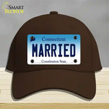 Married Connecticut Novelty License Plate Hat Cotton / Dark Brown