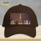 Eiffel Tower Night With Fountain Novelty License Plate Hat Cotton / Dark Brown