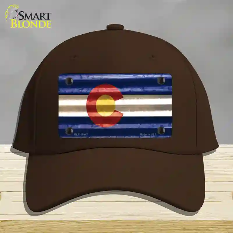 Colorado Corrugated Flag Novelty License Plate Hat Cotton Dark Brown