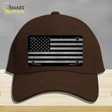 American Flag Black and Gray Novelty License Plate Hat Cotton Dark Brown