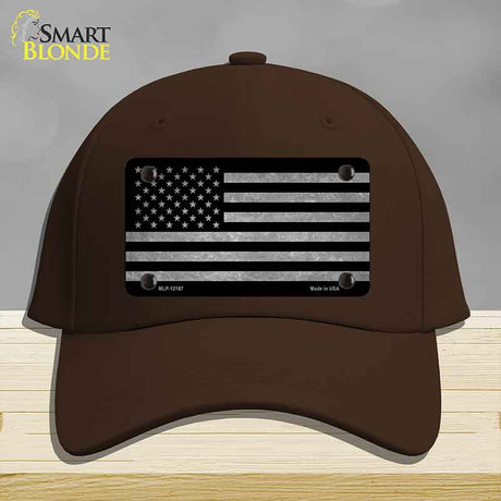American Flag Black and Gray Novelty License Plate Hat Cotton Dark Brown
