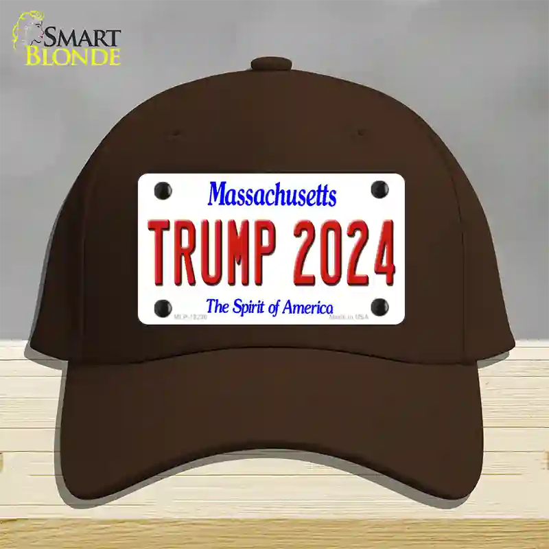 Trump 2024 Massachusetts Novelty License Plate Hat Cotton / Dark Brown