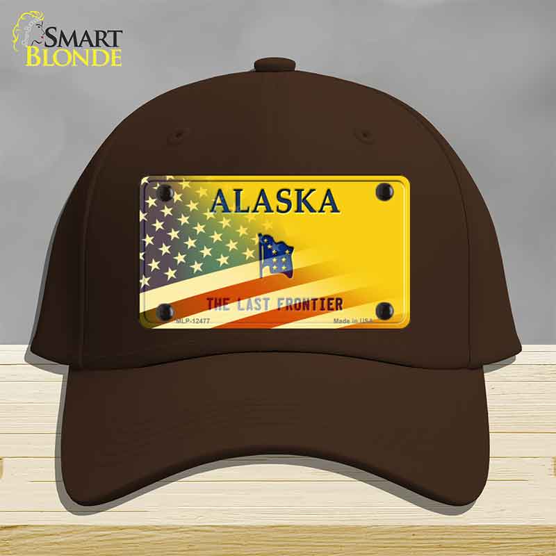 Alaska with American Flag Novelty License Plate Hat HAT-MLP-12477