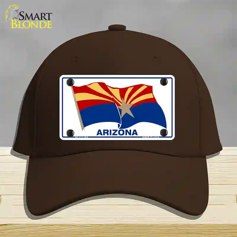 Arizona Waving Flag Novelty License Plate Hat Cotton / Dark Brown